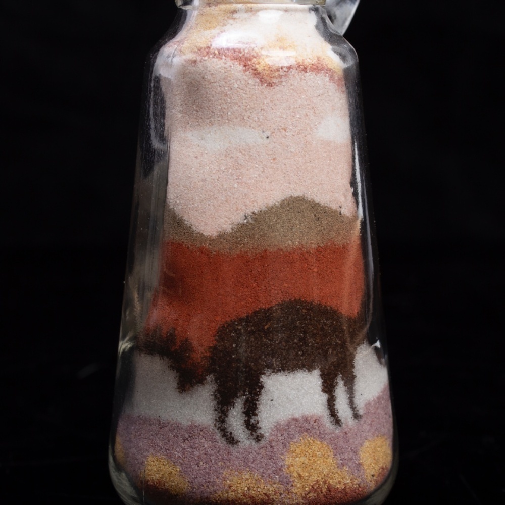 Vintage Sand Art Bottle | Sue Berry Folk Art | Southwestern Home Decor - Picture 3 of 7